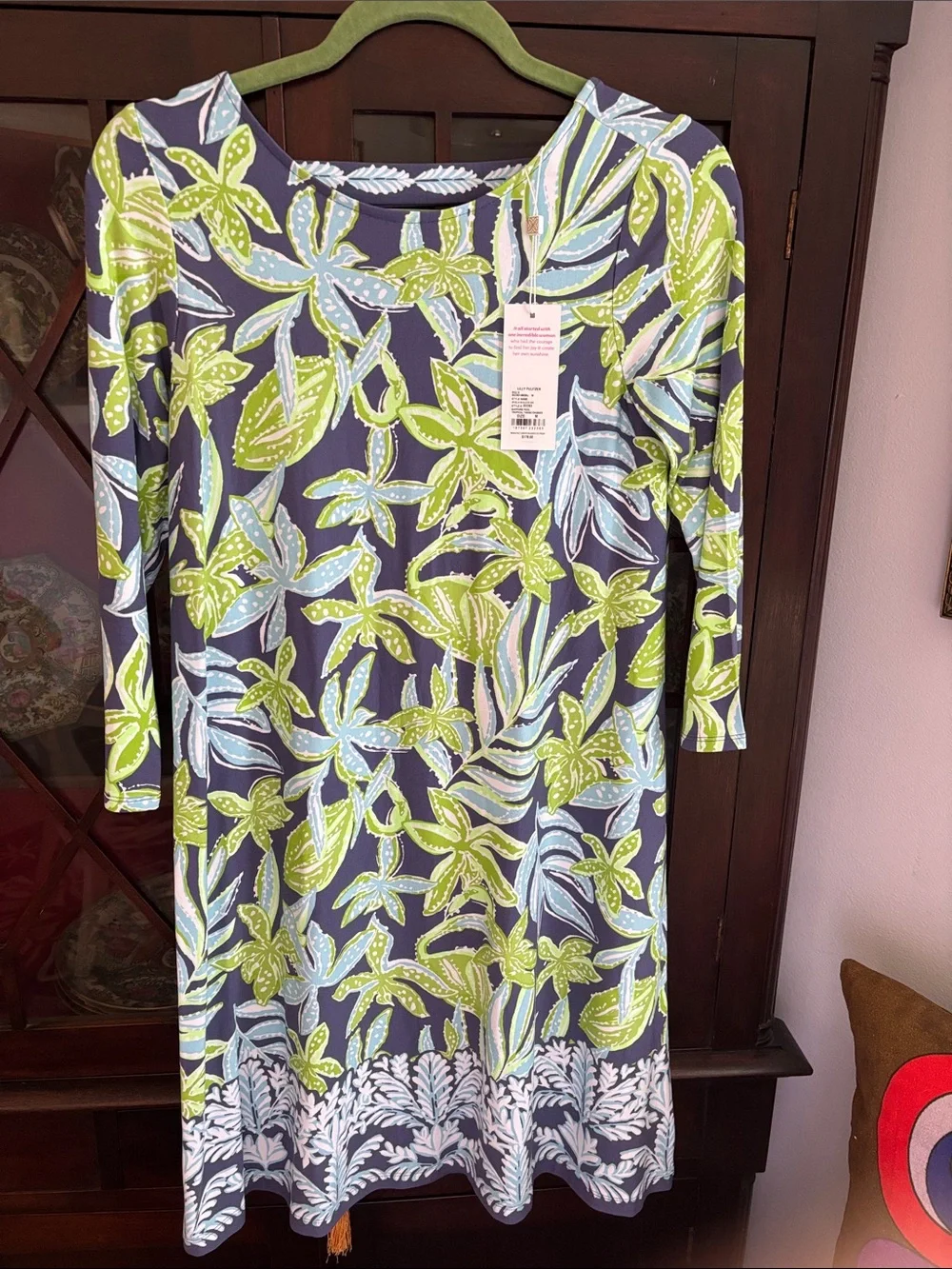 NWT Lilly Pulitzer Ophelia  Floral Shift Dress - Sapphire, Aqua & Lime